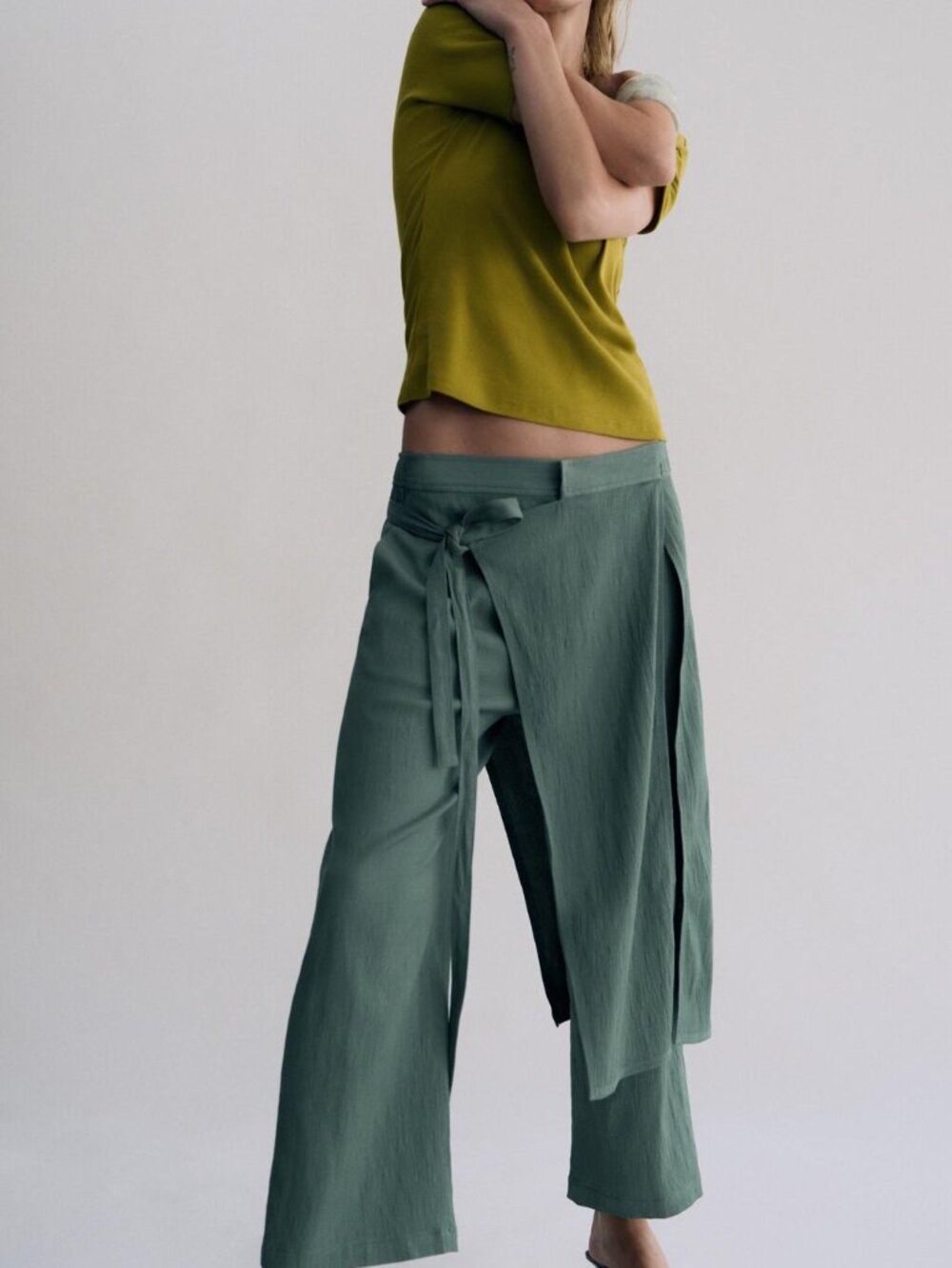 NWT ZARA ZW COLLECTION STRAIGHT-CUT PAREO TROUSERS